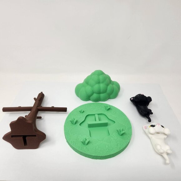 Cute Cat Tree Display With Black & White Cats Hanging On Branches 8.75" (p) - Picture 7 of 8